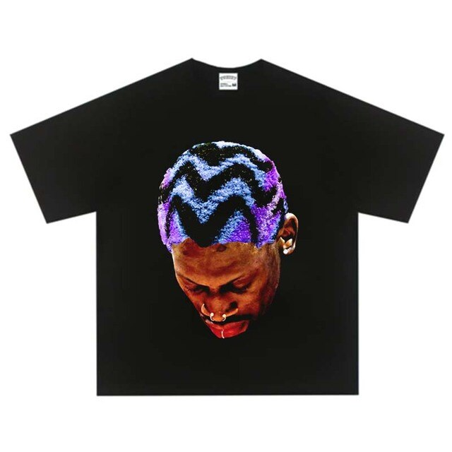 ShineNest Colorful Portrait Graphic Streetwear Tee