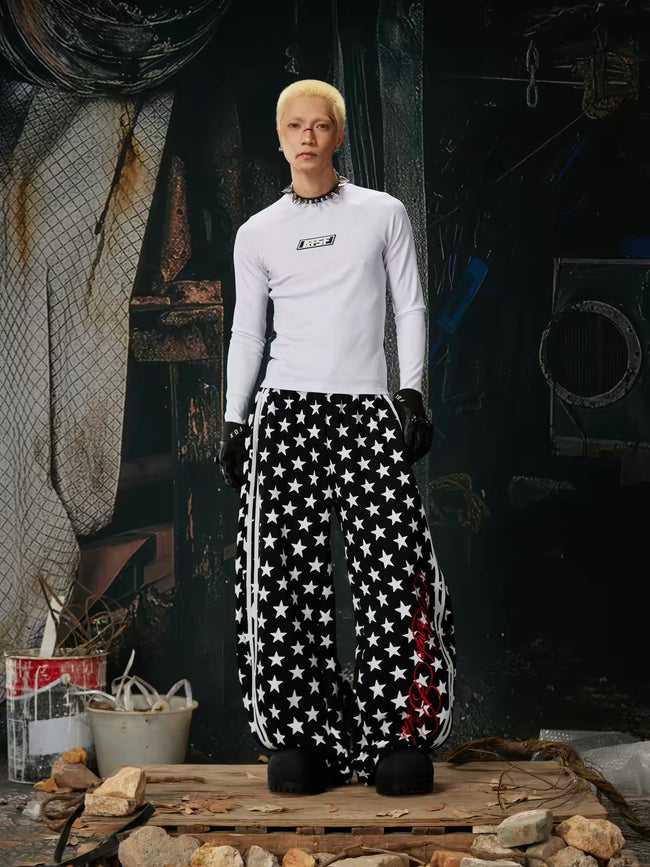 ShineNest Y2K Star Print Track Pants Hover Image