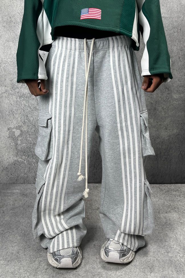 ARCHIVE CARGO STRIPE SWEATPANTS - GRAY Main Image