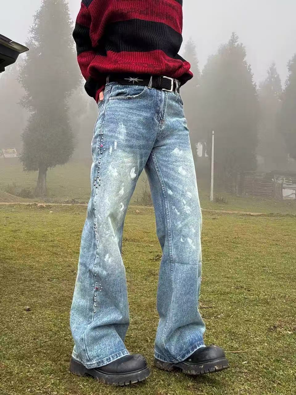 Y2K Vintage Washed Wide Leg Jeans Men’s Streetwear Baggy Denim Pants