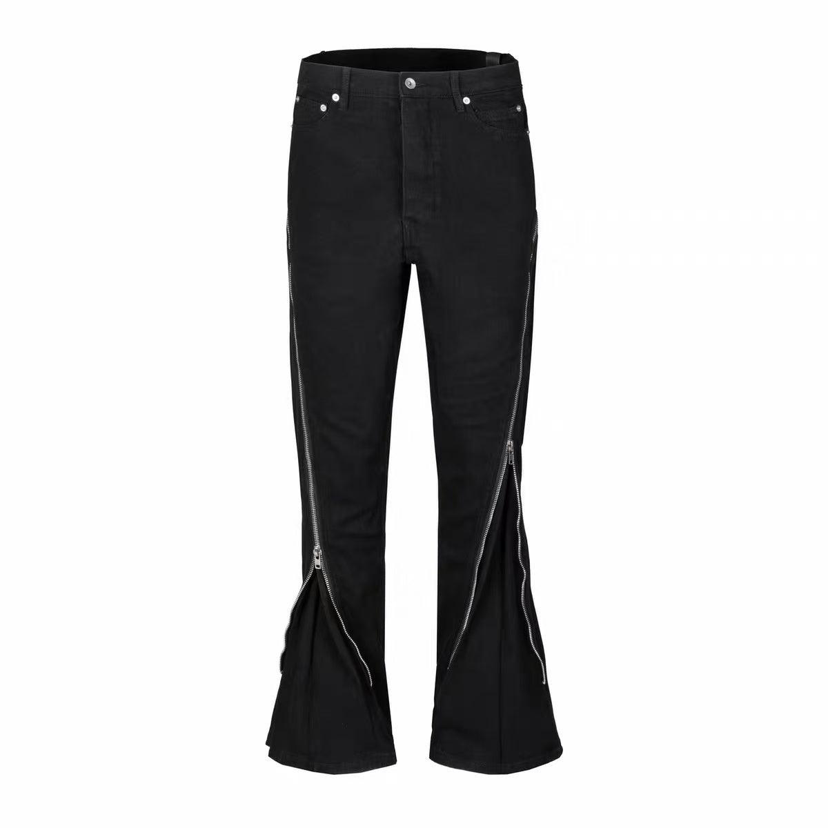 Women’s Black Zipper Flare Pants | Y2K High Waist Slim Fit Bell Bottom Trousers