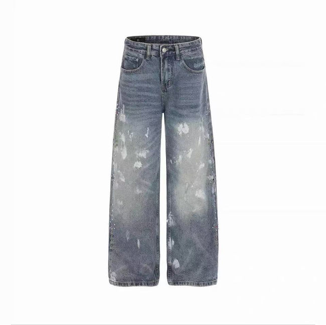 Y2K Vintage Washed Wide Leg Jeans Men’s Streetwear Baggy Denim Pants Hover Image