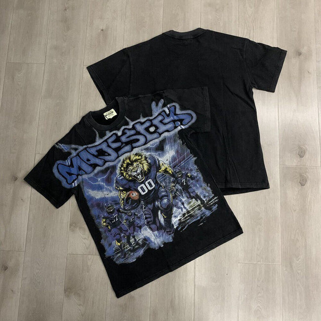 Vintage Graphic Print Oversized T Shirt Unisex Streetwear Casual Short Sleeve Top Hover Image