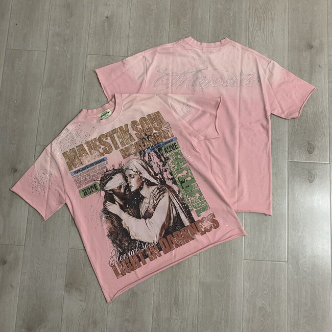 Vintage Graphic Oversized T Shirt Women Men Streetwear Casual Short Sleeve Retro Tee Hover Image