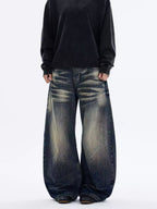 ShineNest Men's Vintage Washed Baggy Jeans