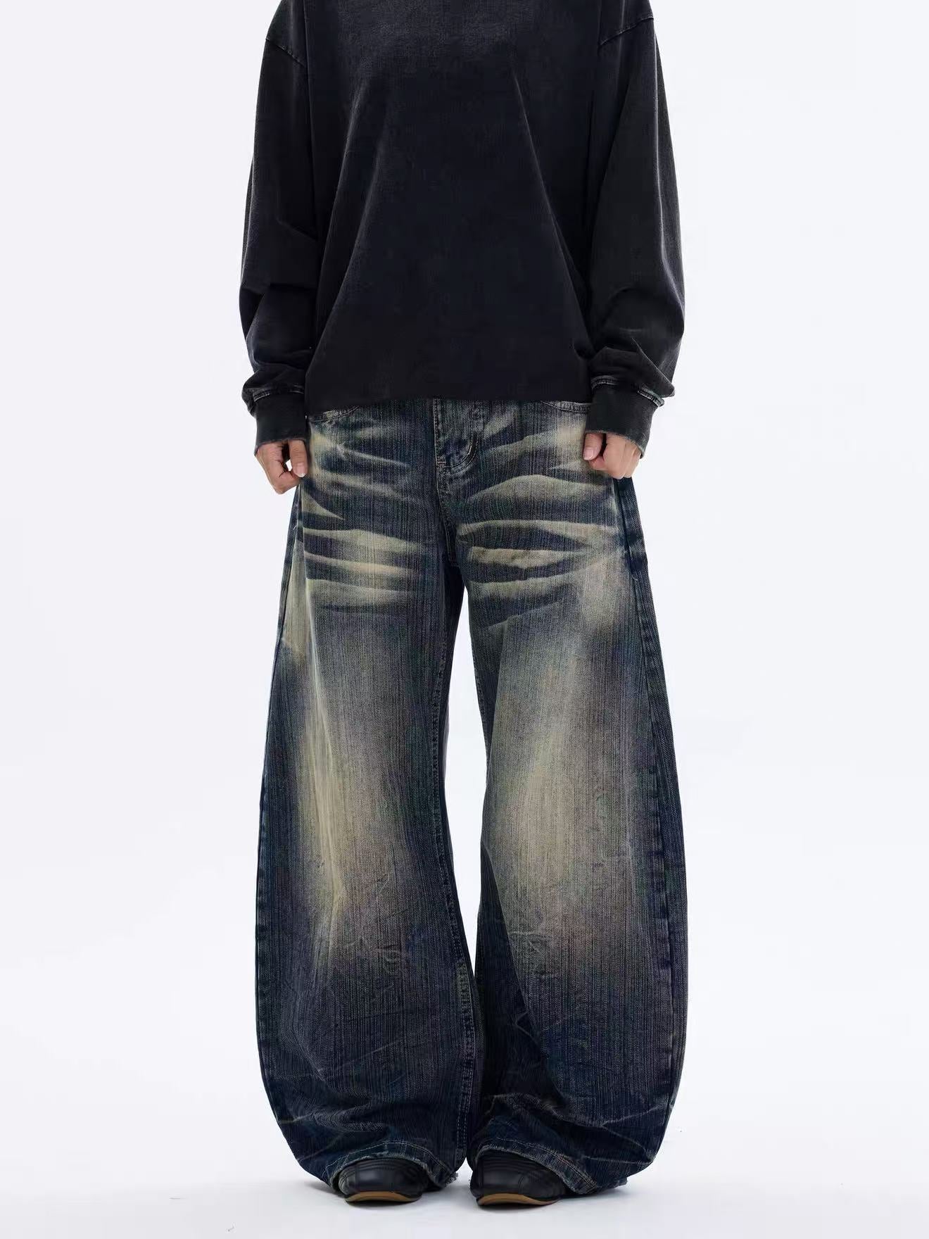 ShineNest Men's Vintage Washed Baggy Jeans
