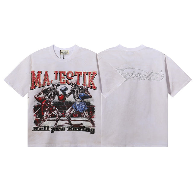 Hell Pro Boxing Skeleton Graphic Oversized T-Shirt – Vintage Streetwear Short Sleeve Tee Hover Image