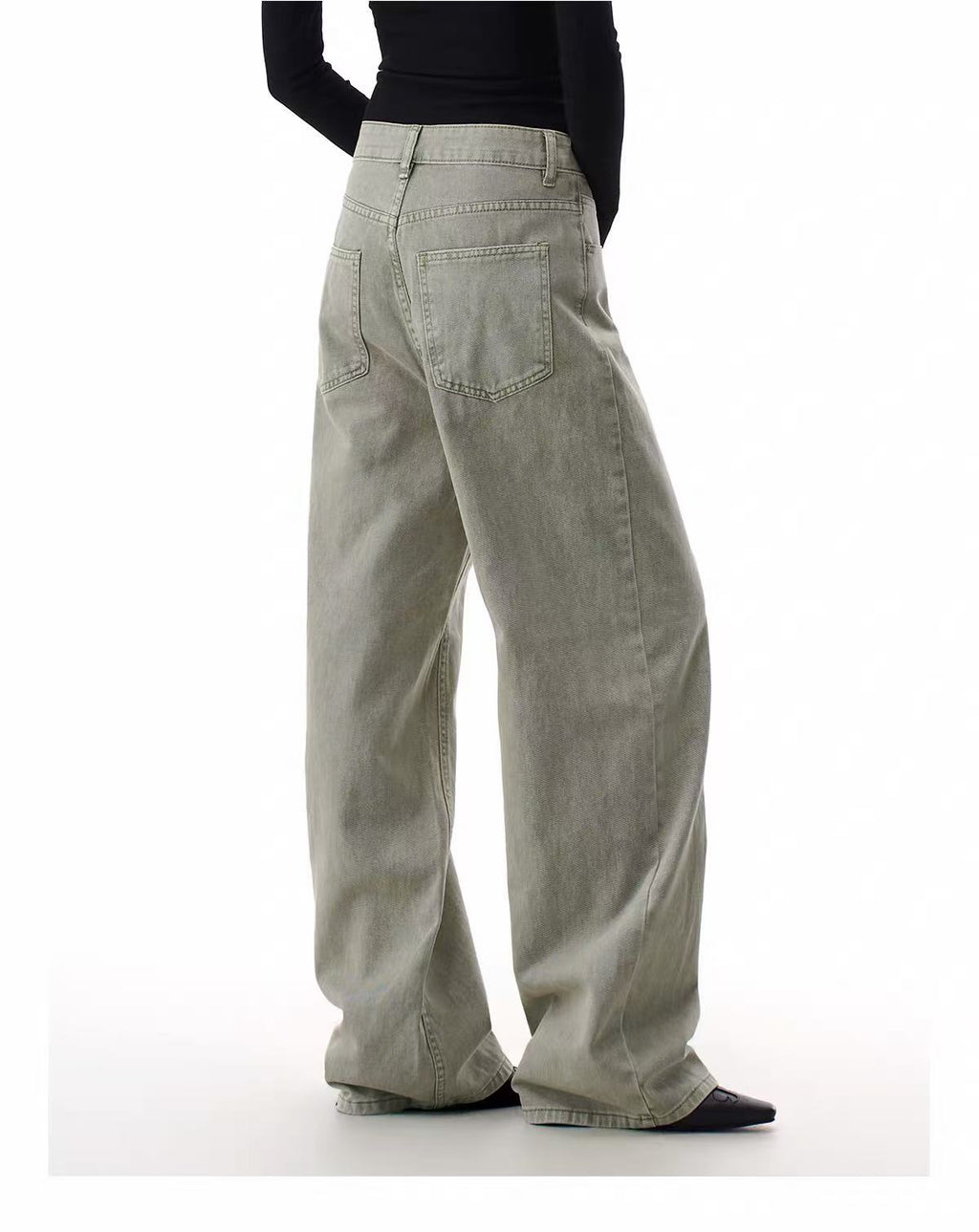 ShineNest Women's Vintage Wash Wide Leg Jeans