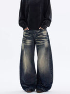 ShineNest Men's Vintage Washed Baggy Jeans
