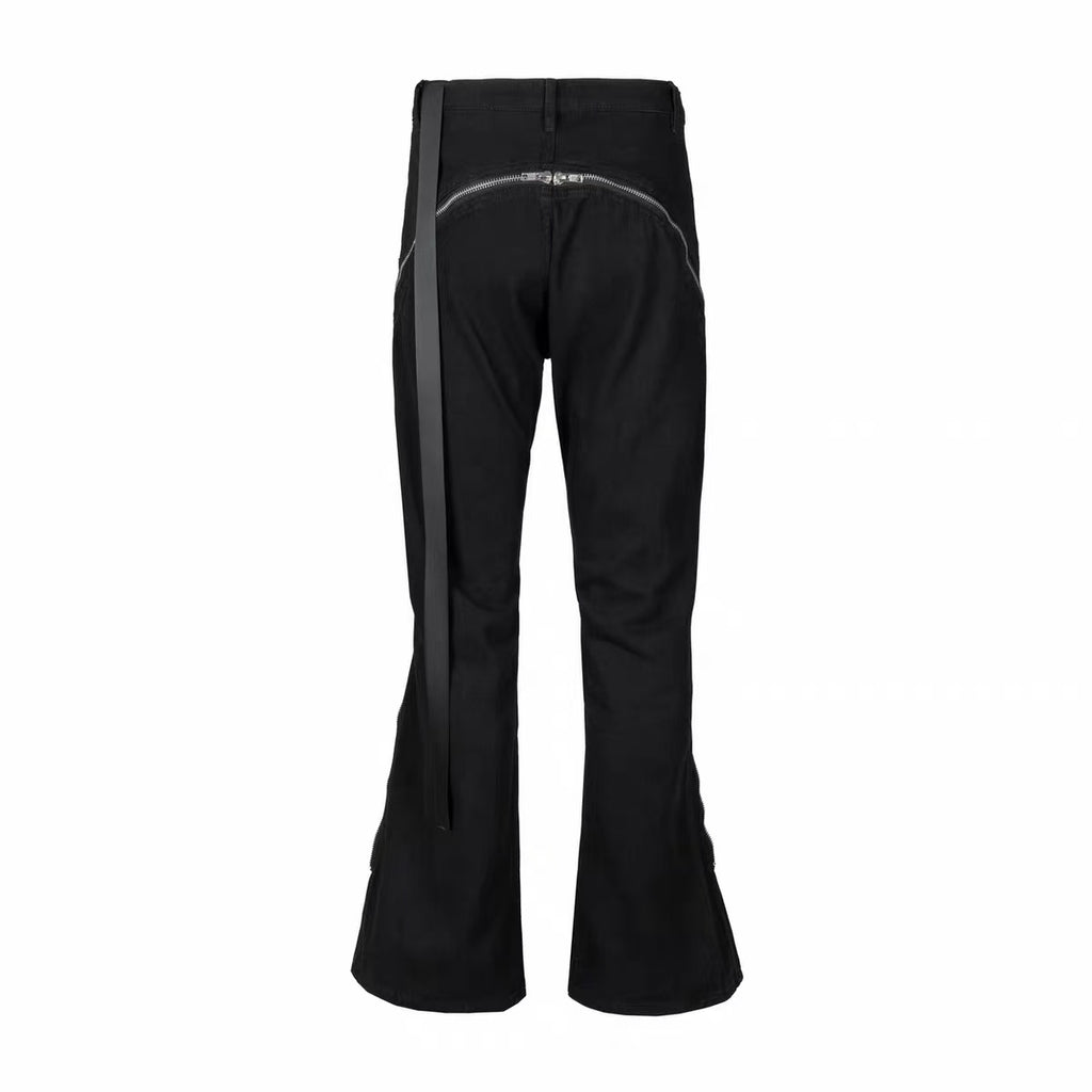 Women’s Black Zipper Flare Pants | Y2K High Waist Slim Fit Bell Bottom Trousers