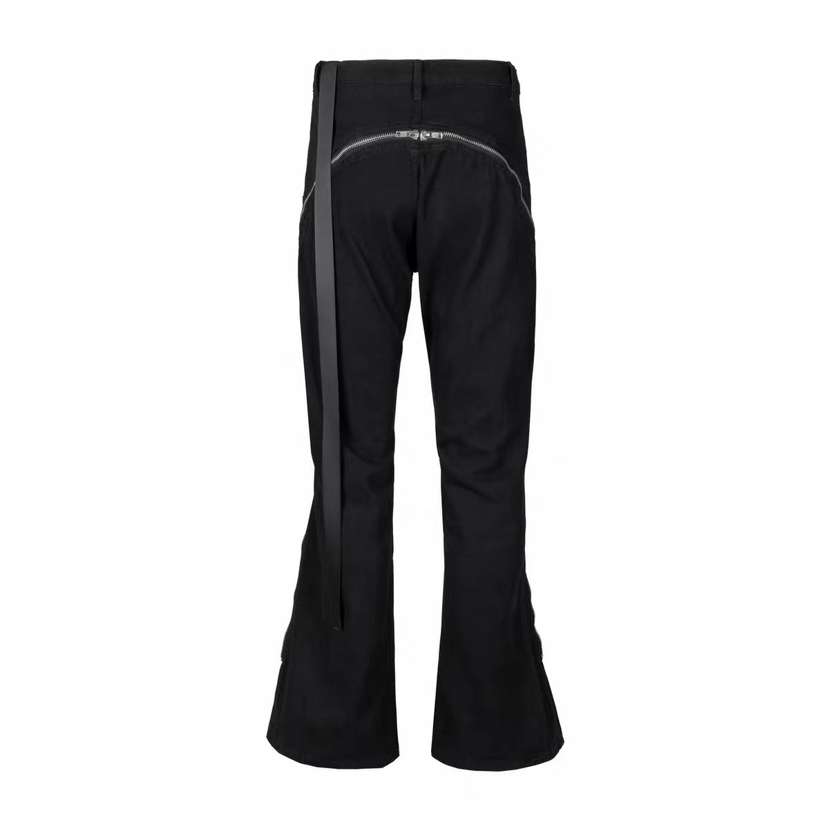 Women’s Black Zipper Flare Pants | Y2K High Waist Slim Fit Bell Bottom Trousers