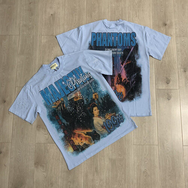 Vintage Graphic Print Oversized T Shirt Unisex Streetwear Casual Short Sleeve Top Hover Image