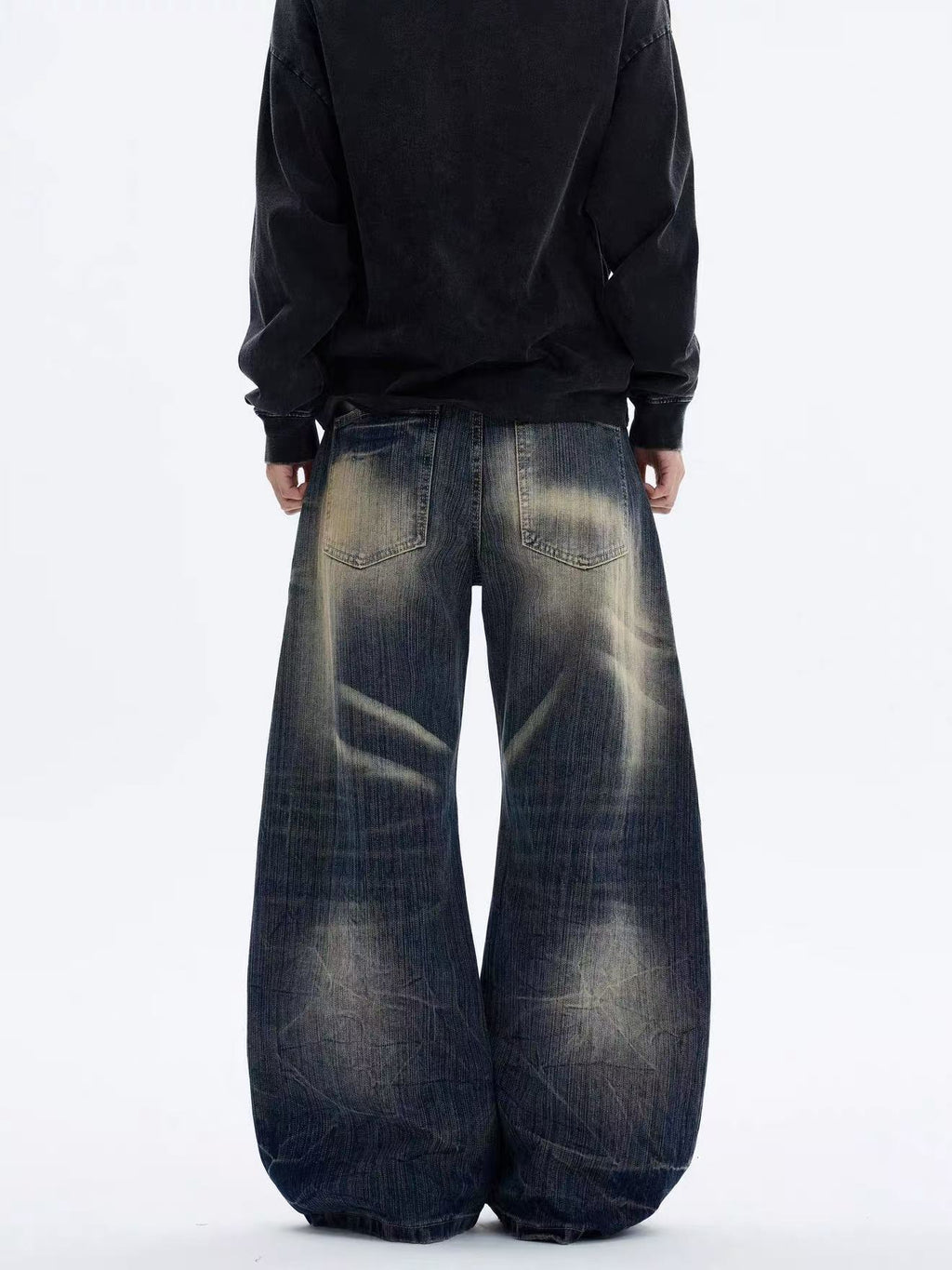 ShineNest Men's Vintage Washed Baggy Jeans