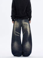 ShineNest Men's Vintage Washed Baggy Jeans