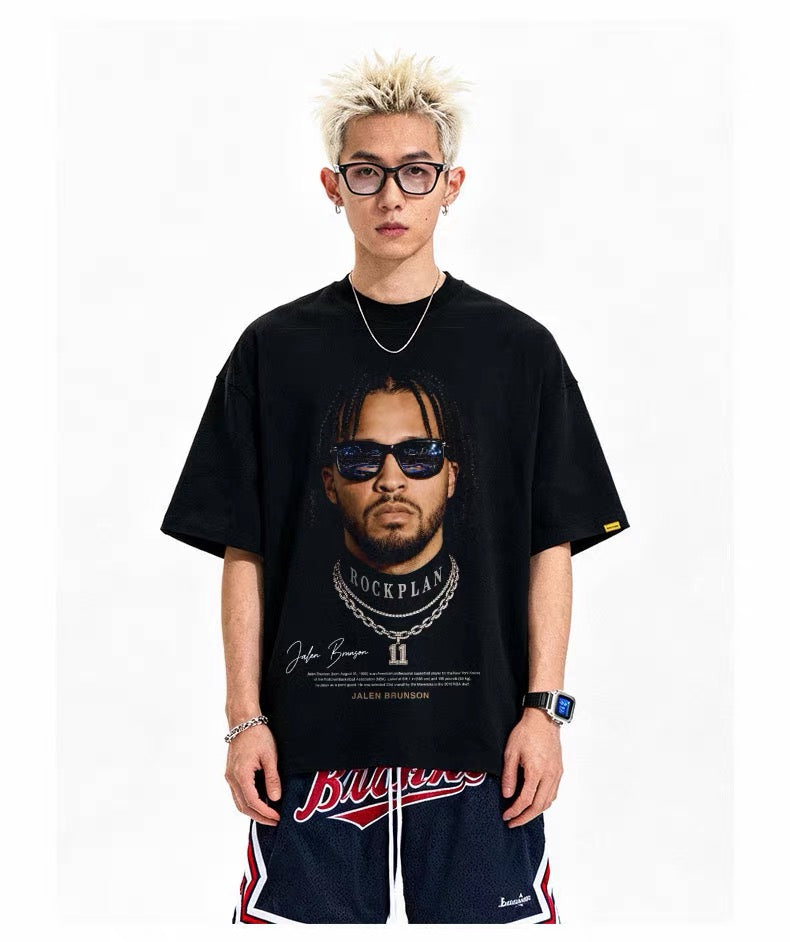 ShineNest Vintage Portrait Graphic Oversized T-Shirt