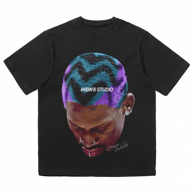 ShineNest Colorful Portrait Graphic Streetwear Tee