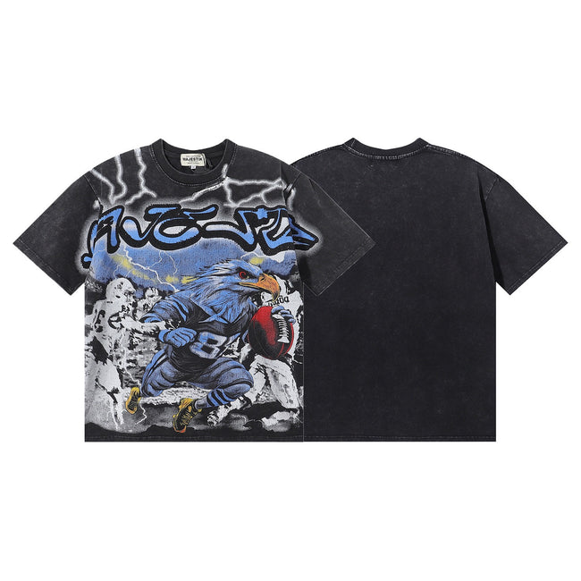 Eagle Football Graphic Oversized T-Shirt – Vintage Streetwear Short Sleeve Tee Hover Image