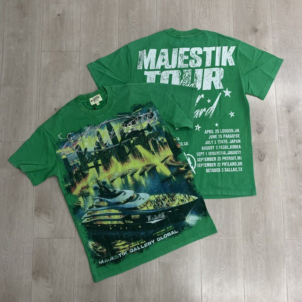 Vintage Graphic Print Oversized Green T Shirt Unisex Streetwear Casual Top