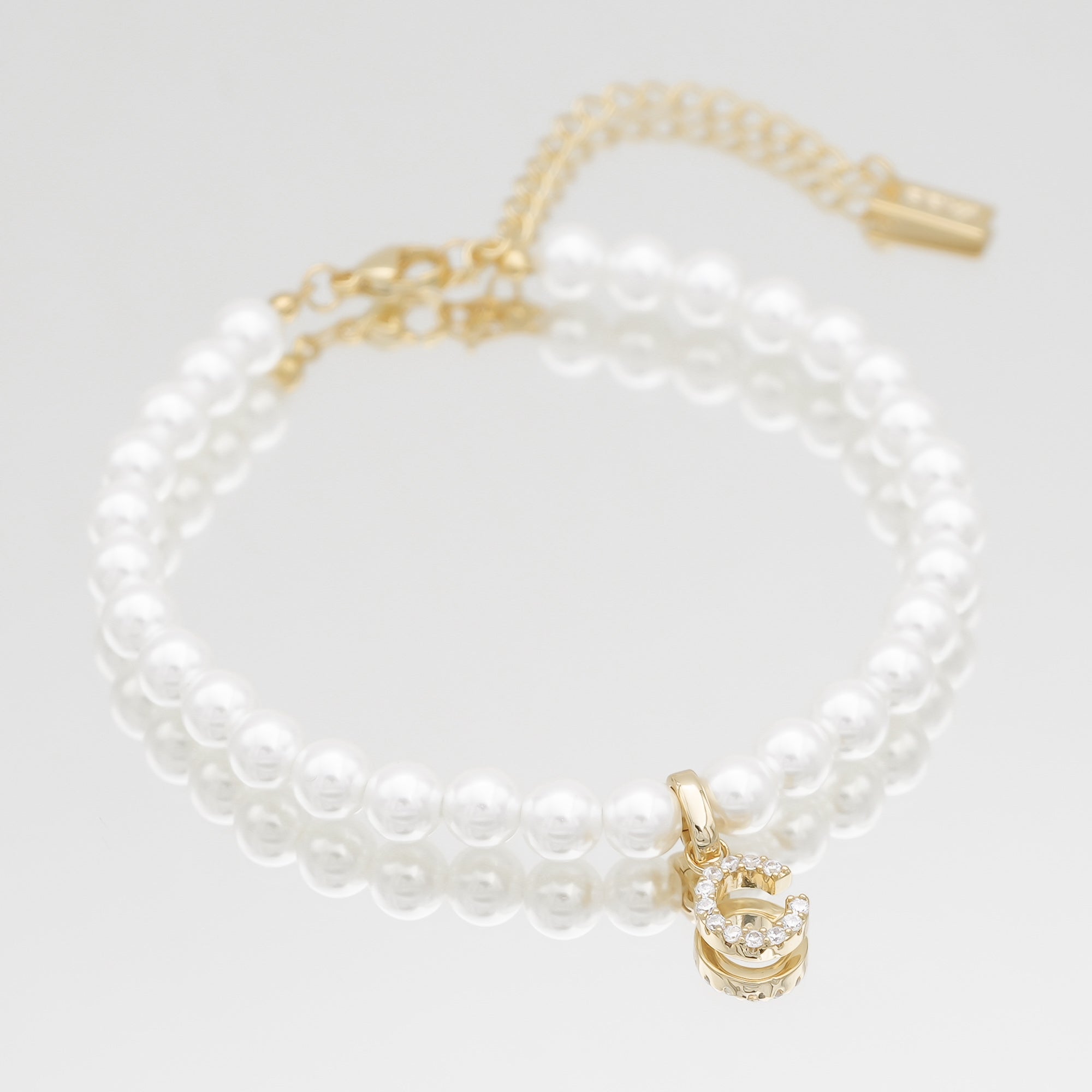 Pave Pearl Initial Anklet