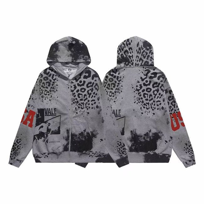 Vale Forever Leopard & USA Graphic Vintage Wash Full-Zip Hoodie Hover Image