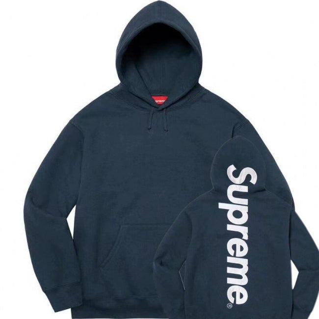 Supreme Vertical Box Logo Hooded Sweatshirt - Navy Blue Hover Image