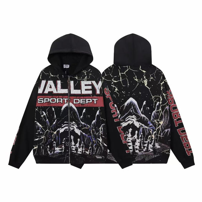 Vale Forever Valley Sport Dept Chess & Lightning Graphic Vintage Wash Full-Zip Hoodie Hover Image