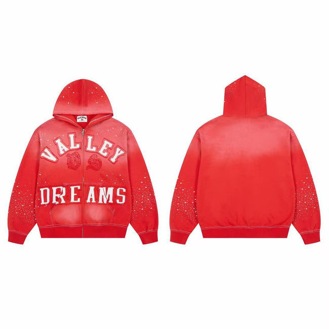 Vale Forever Valley Dreams Rhinestone & Applique Vintage Wash Full-Zip Hoodie red Hover Image