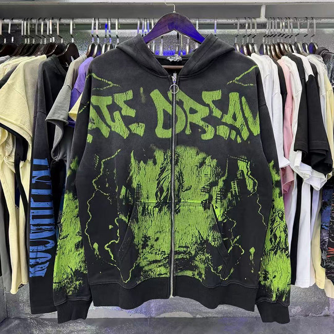 Vale Forever Valley Dreams Statue of Liberty Graphic Vintage Wash Full-Zip Hoodie Hover Image