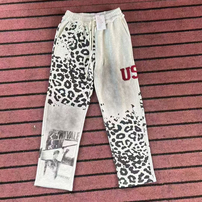 Vale Forever Leopard & Vintage Wash Full-Zip Sweatpants white Hover Image