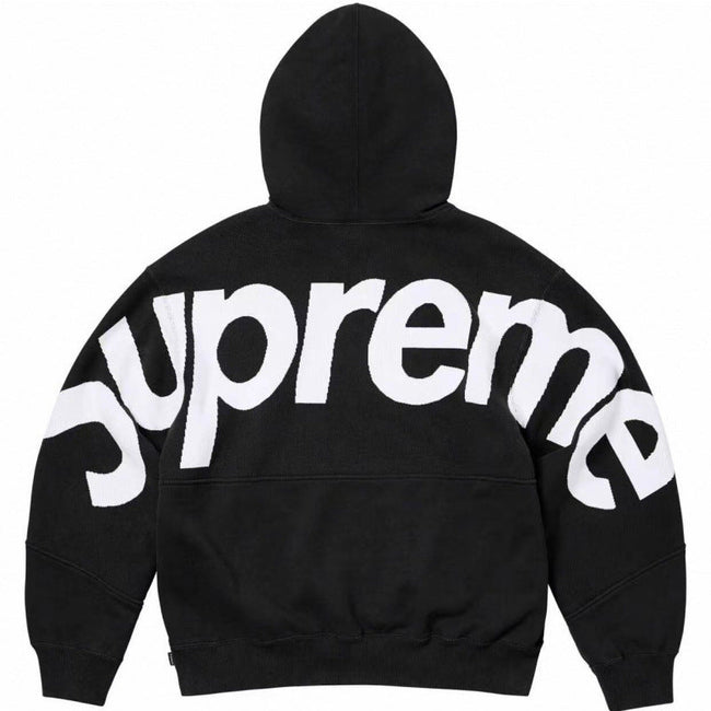 Supreme Curved Logo Hooded Sweatshirt - Black Hover Image
