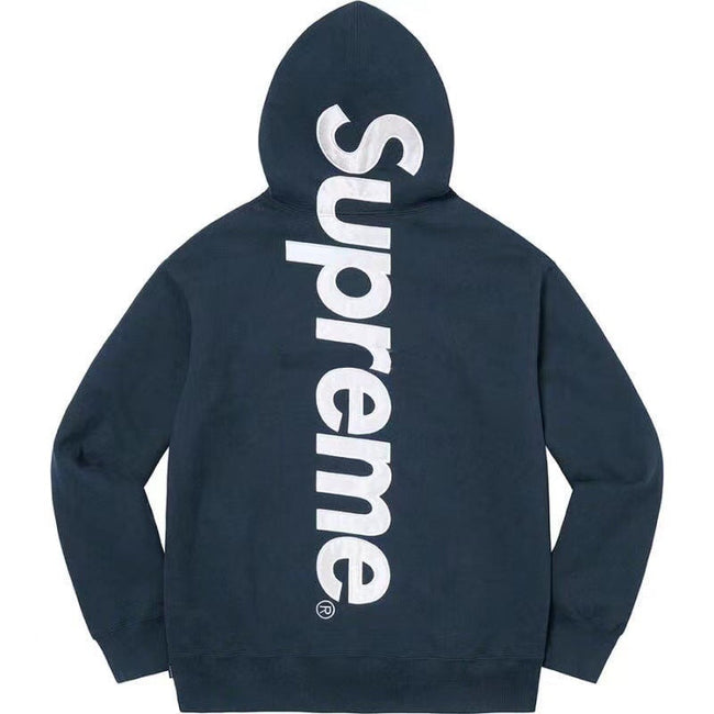 Supreme Vertical Logo Hooded Sweatshirt - Navy Hover Image