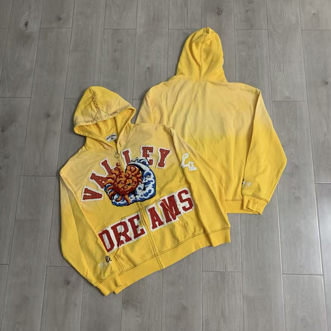 Vale Forever Valley Dreams Sun & Wave Graphic Vintage Wash Full-Zip Hoodie yellow Hover Image