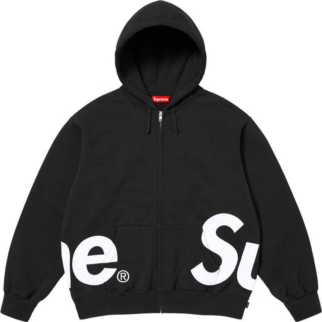 Supreme Big Logo Hooded Zip-Up Sweatshirt - Black Hover Image