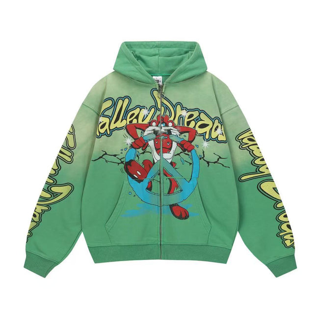 Vale Forever Valley Dreams Cartoon Graphic Vintage Wash Full-Zip Hoodie Hover Image