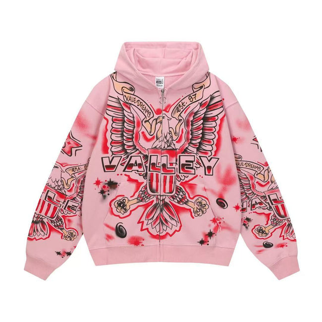 Vale Forever Valley Dreams Eagle Graphic Vintage Wash Full-Zip Hoodie pink Hover Image