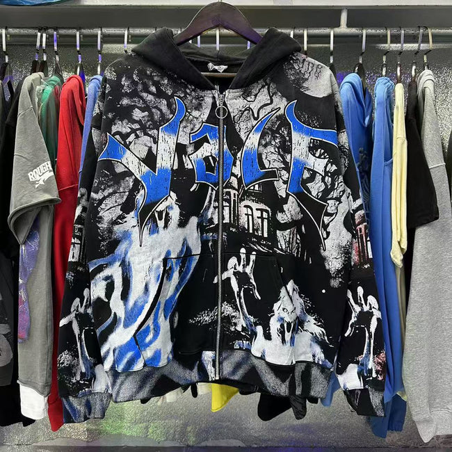 Vale Forever Vale Castle & Ghosts Graphic Vintage Wash Full-Zip Hoodie Hover Image