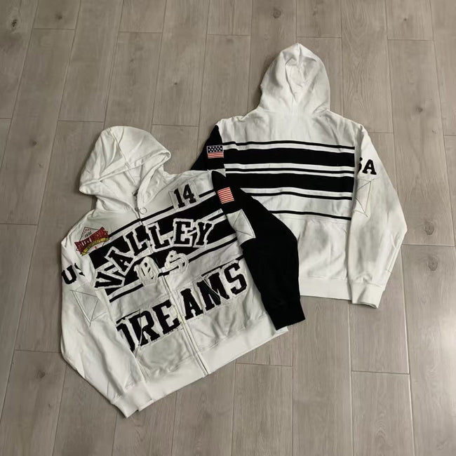 Vale Forever Valley Dreams Colorblock & Striped Vintage Full-Zip Hoodie white Hover Image