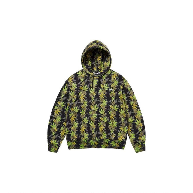 Supreme All-Over Plant Print Hooded Sweatshirt - Black/Yellow Hover Image