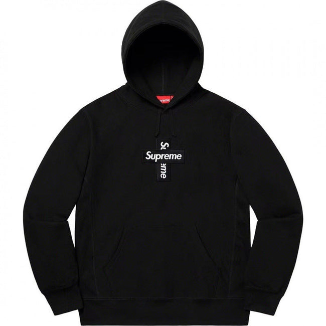 Supreme Cross Box Logo Hooded Sweatshirt - Black Hover Image