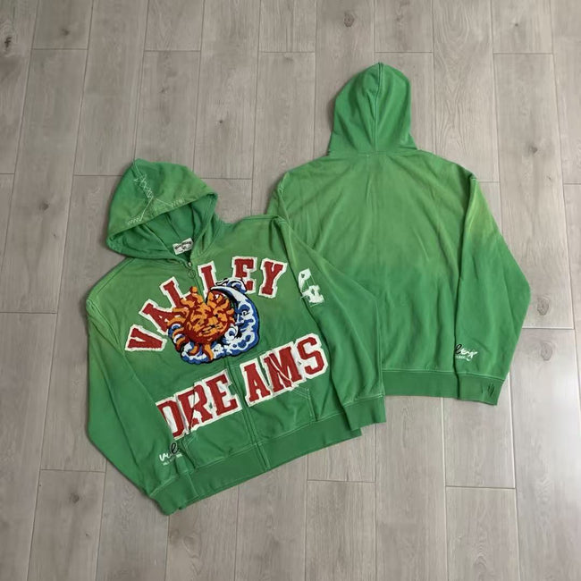 Vale Forever Valley Dreams Sun & Wave Graphic Vintage Wash Full-Zip Hoodie green Hover Image