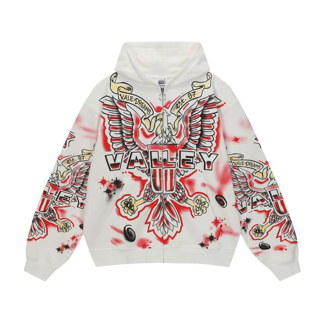 Vale Forever Valley Dreams Eagle Graphic Vintage Wash Full-Zip Hoodie white Hover Image