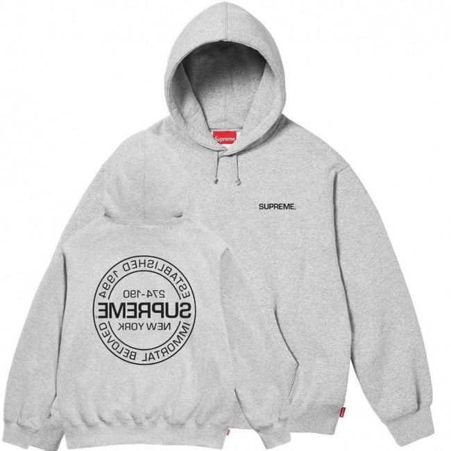Supreme Established 1994 Circle Logo Hooded Sweatshirt - Heather Grey Hover Image
