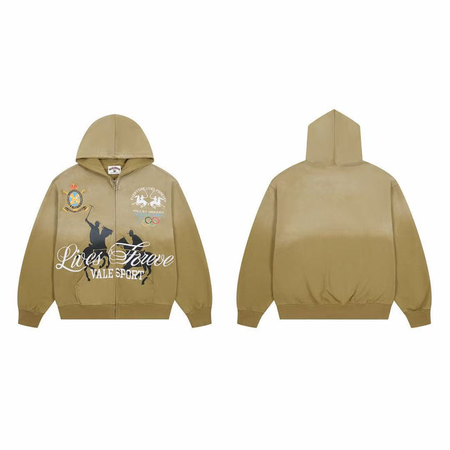 Vale Forever Vale Sport Polo & Crest Graphic Vintage Wash Full-Zip Hoodie khaki Hover Image