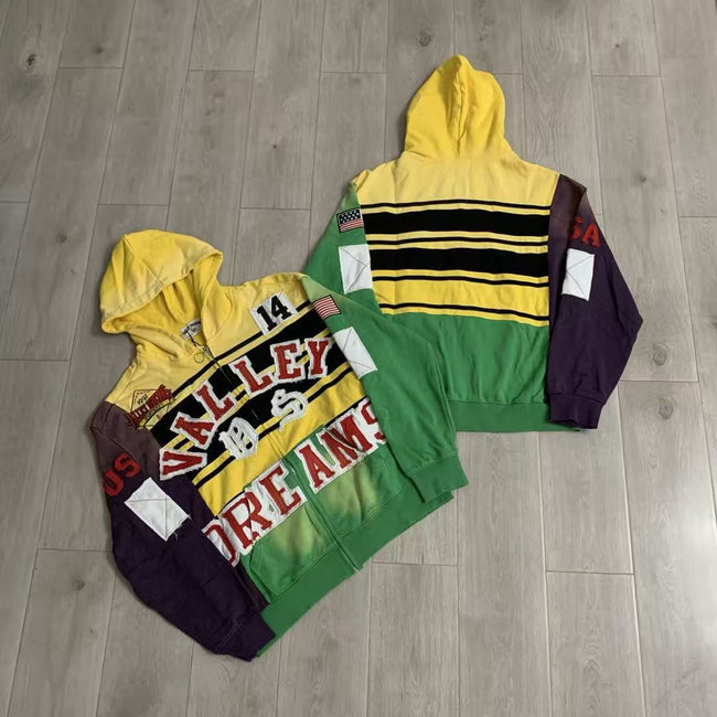 Vale Forever Valley Dreams Colorblock & Striped Vintage Full-Zip Hoodie yellow Hover Image