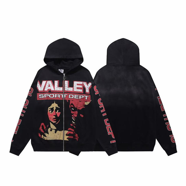 Vale Forever Valley Sport Dept Horror Graphic Vintage Wash Full-Zip Hoodie Hover Image