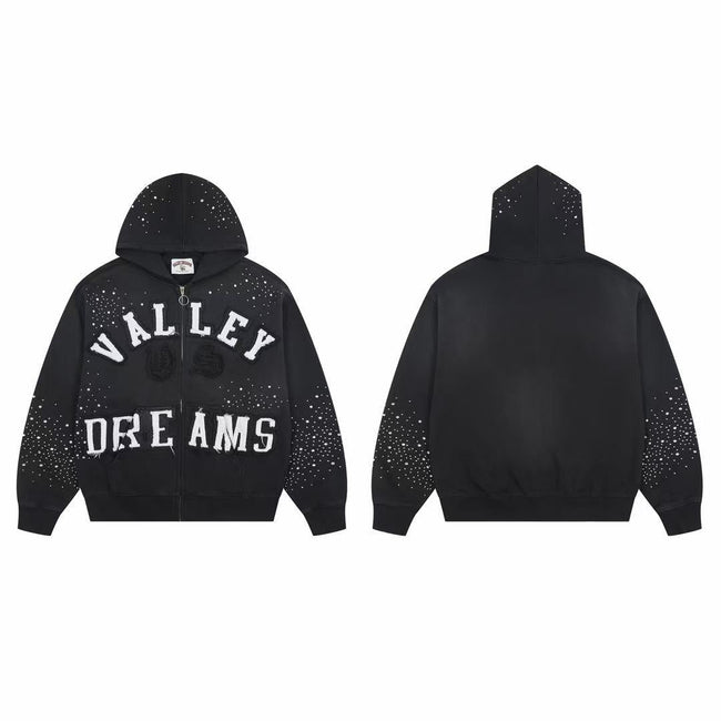 Vale Forever Valley Dreams Rhinestone & Applique Vintage Wash Full-Zip Hoodie black Hover Image