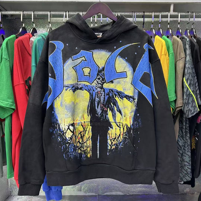 Vale Forever Scarecrow & Full Moon Graphic Vintage Wash Hoodie Hover Image