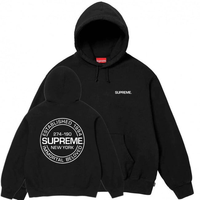 Supreme Established 1994 Circle Logo Hooded Sweatshirt - Black Hover Image