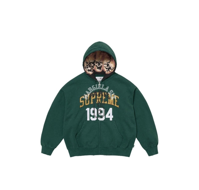 Supreme 1994 Collegiate Skull Hood Inner Print Full Zip Hoodie - Dark Green Hover Image