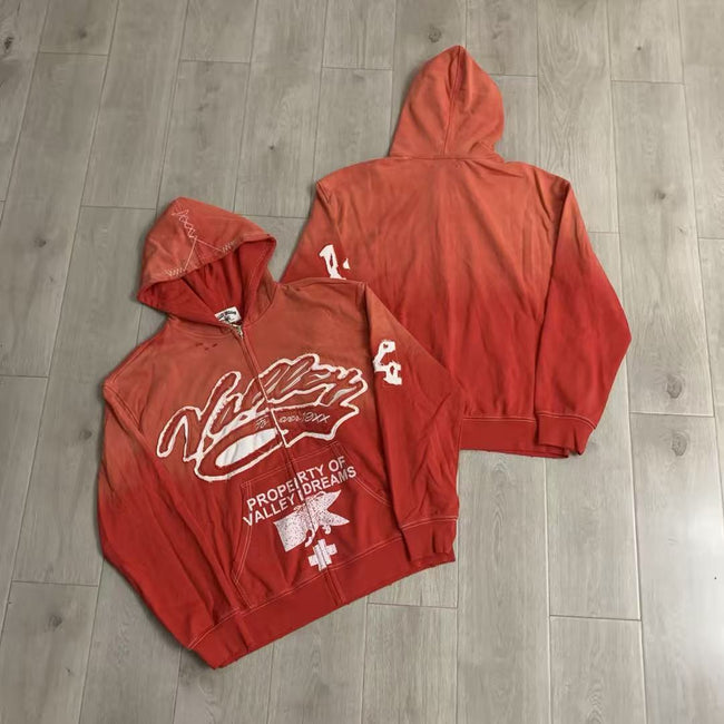 Vale Forever Valley Property Crest Contrast Stitch Vintage Wash Full-Zip Hoodie orange Hover Image